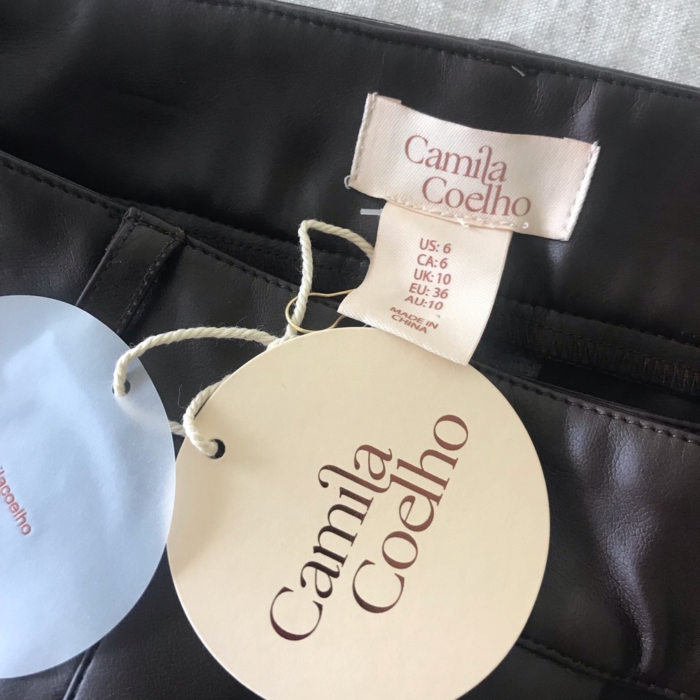 Camila Coelho Faux Leather Mid Rise Long Shorts - Picture 8 of 9